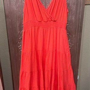 Spring/Summer Dress- Color is a vibrant Orange-Pink. In excellent condition!